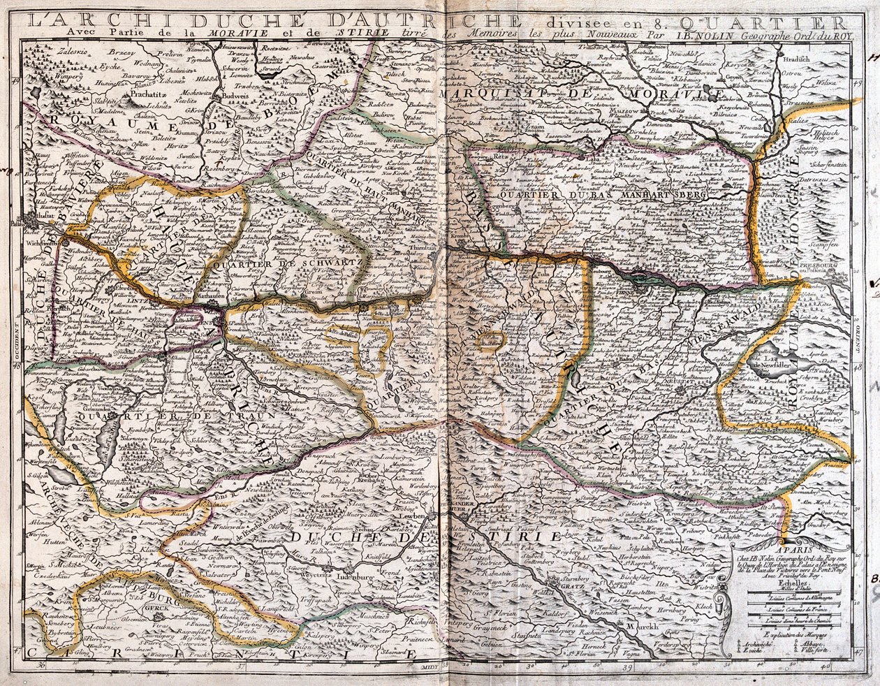 Austria (State: Upper Austria, Lower Austria, Burgenland), Czech Republic (south Bohemia and Moravia) by Jean Baptiste Nolin