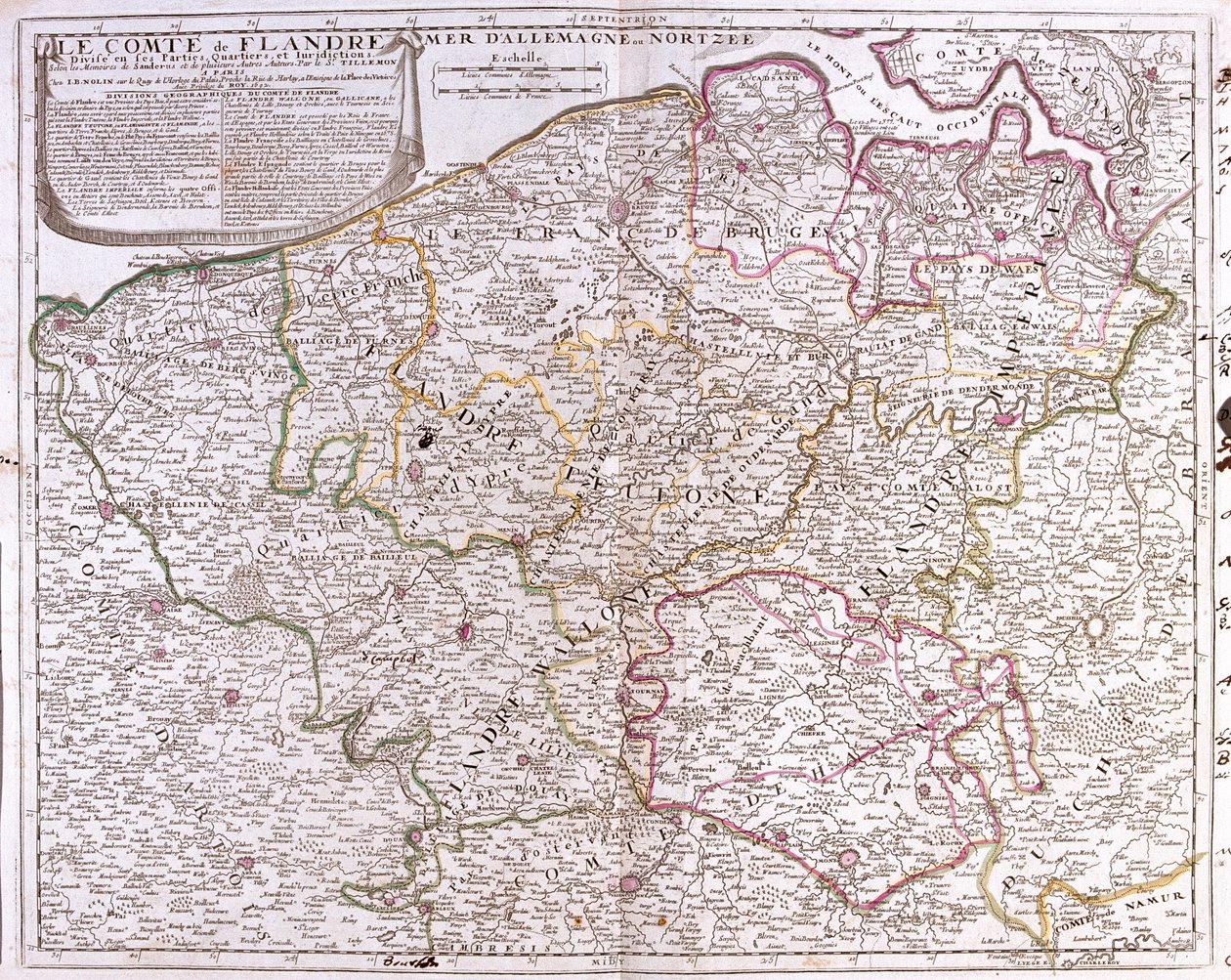 France (Region: Nord-Pas-de-Calais), large part of Belgium (except south-east), Netherlands (Zeeland, North Brabant) by Jean Baptiste Nolin
