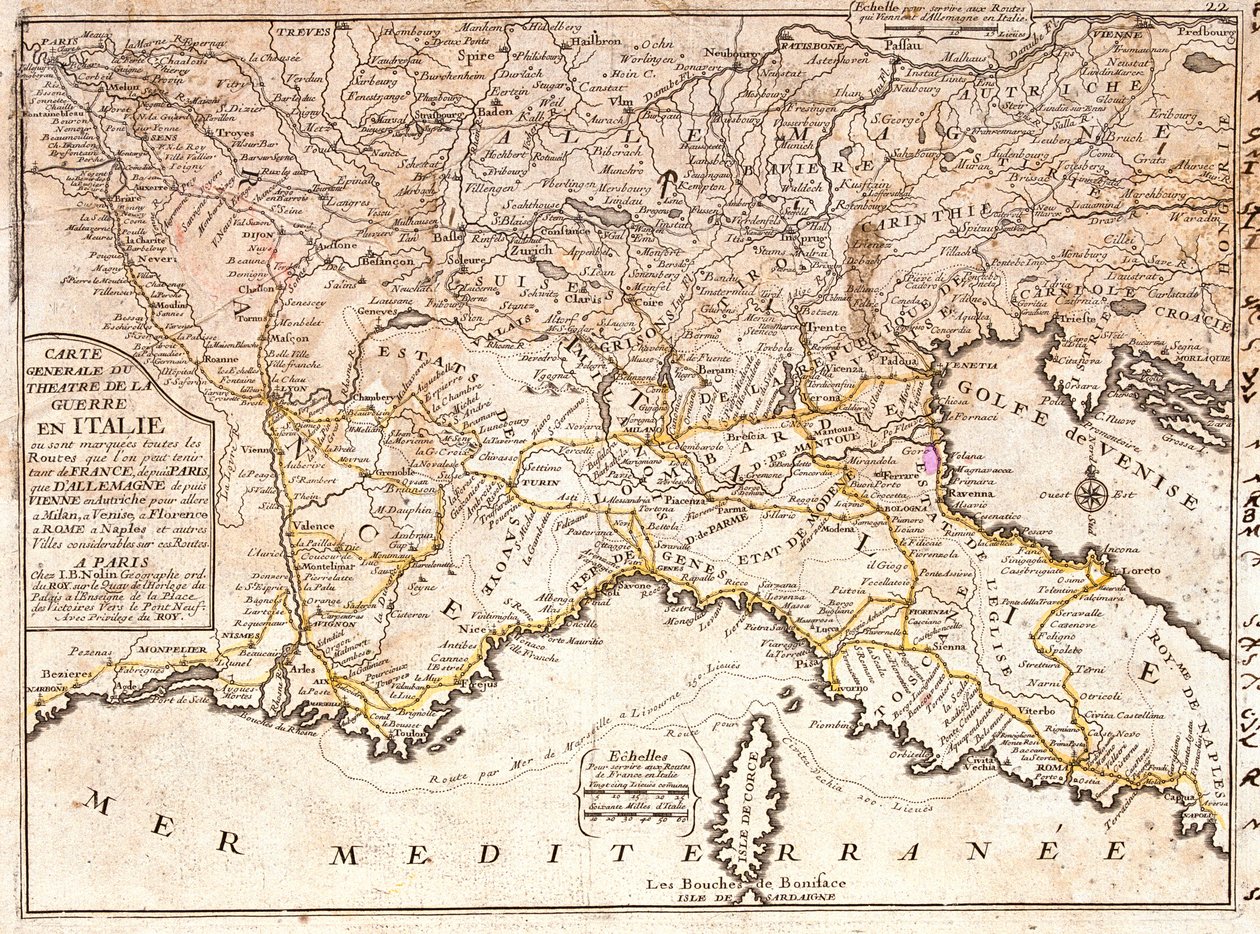 France, Germany, Austria, Switzerland by Jean Baptiste Nolin