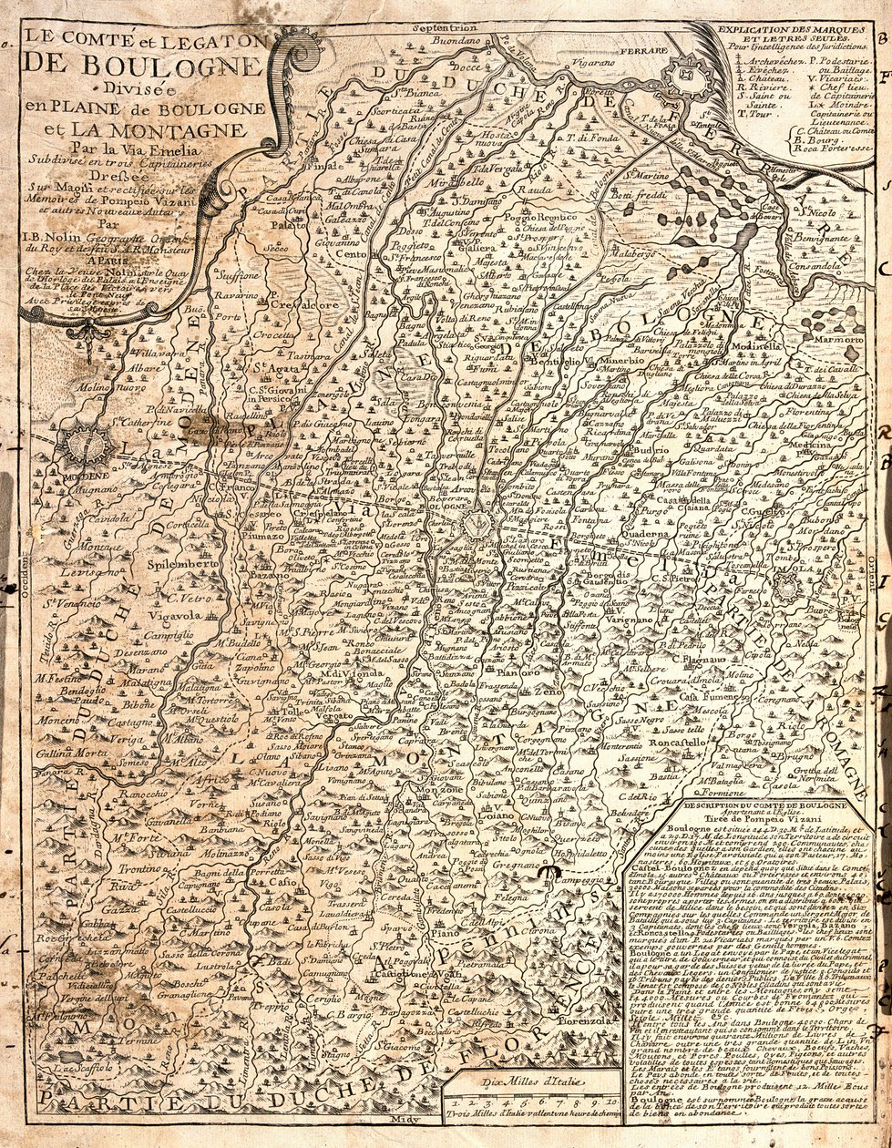 Map of County of Boulogne, France by Jean Baptiste Nolin