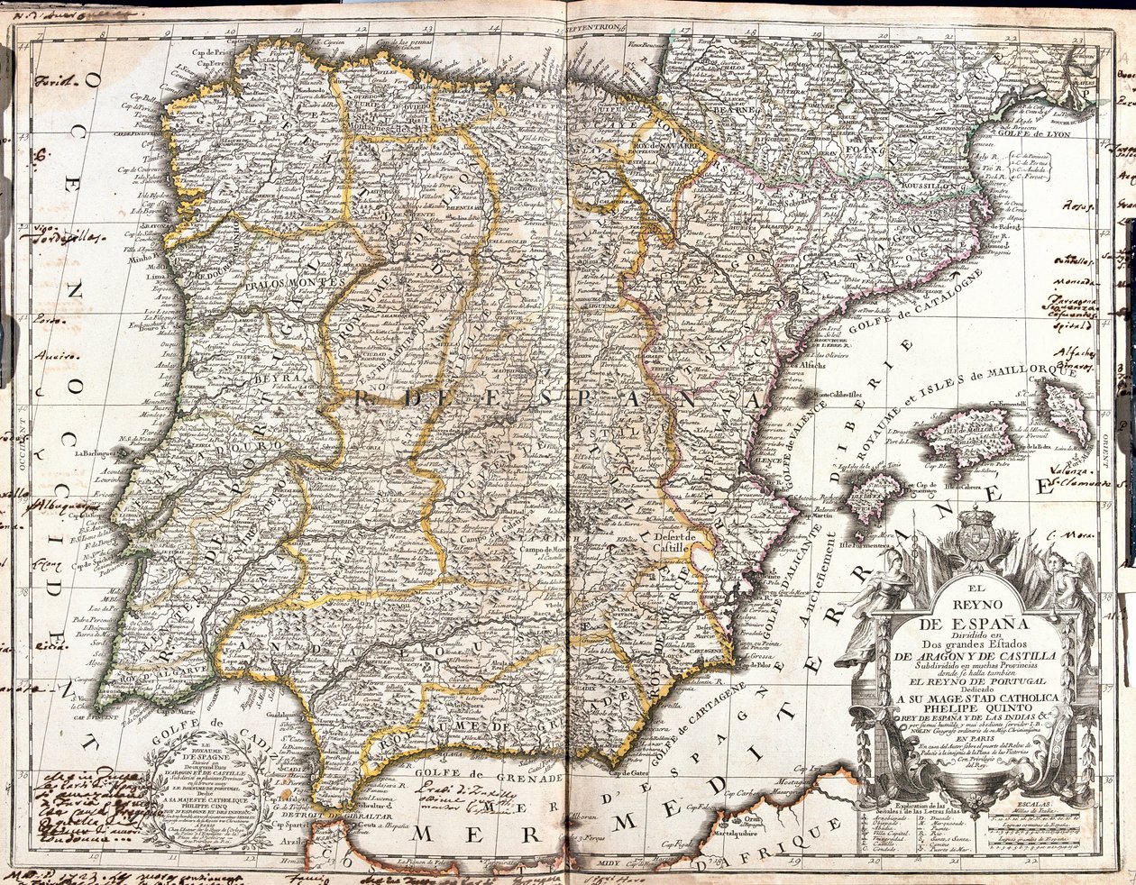 Map of the Kingdom of Spain by Jean Baptiste Nolin