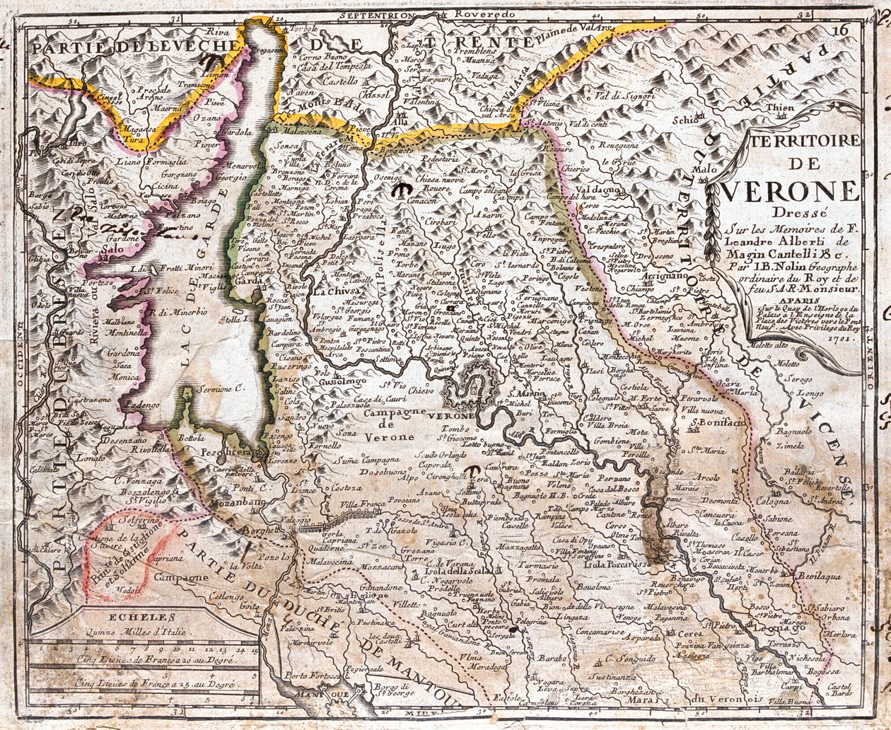 South-east Lombardy, south Trentino-Alto Adige, south-west Veneto, Italy by Jean Baptiste Nolin
