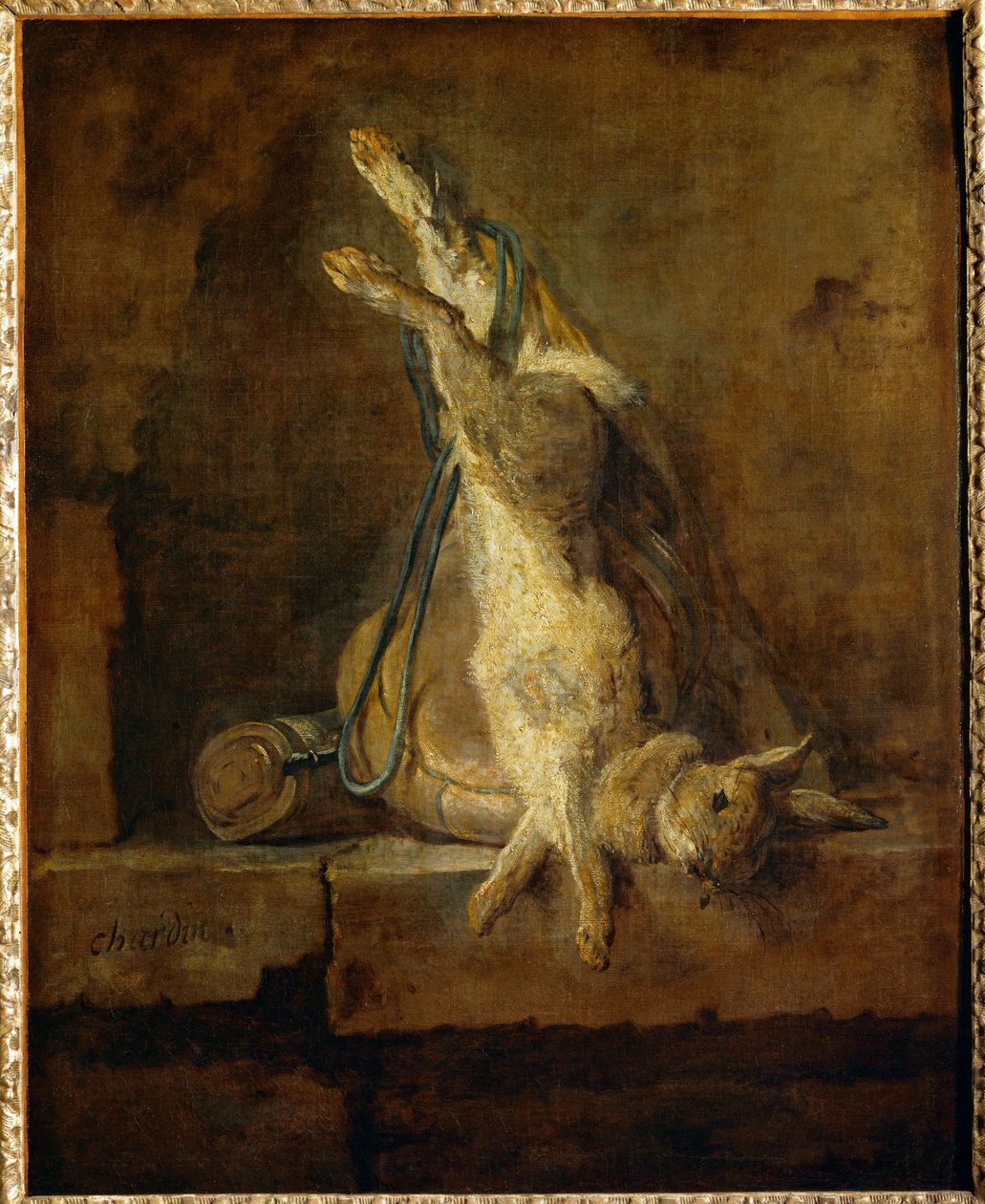 Dead Hare with Game Bag and Powder Flask by Jean Baptiste Simeon Chardin