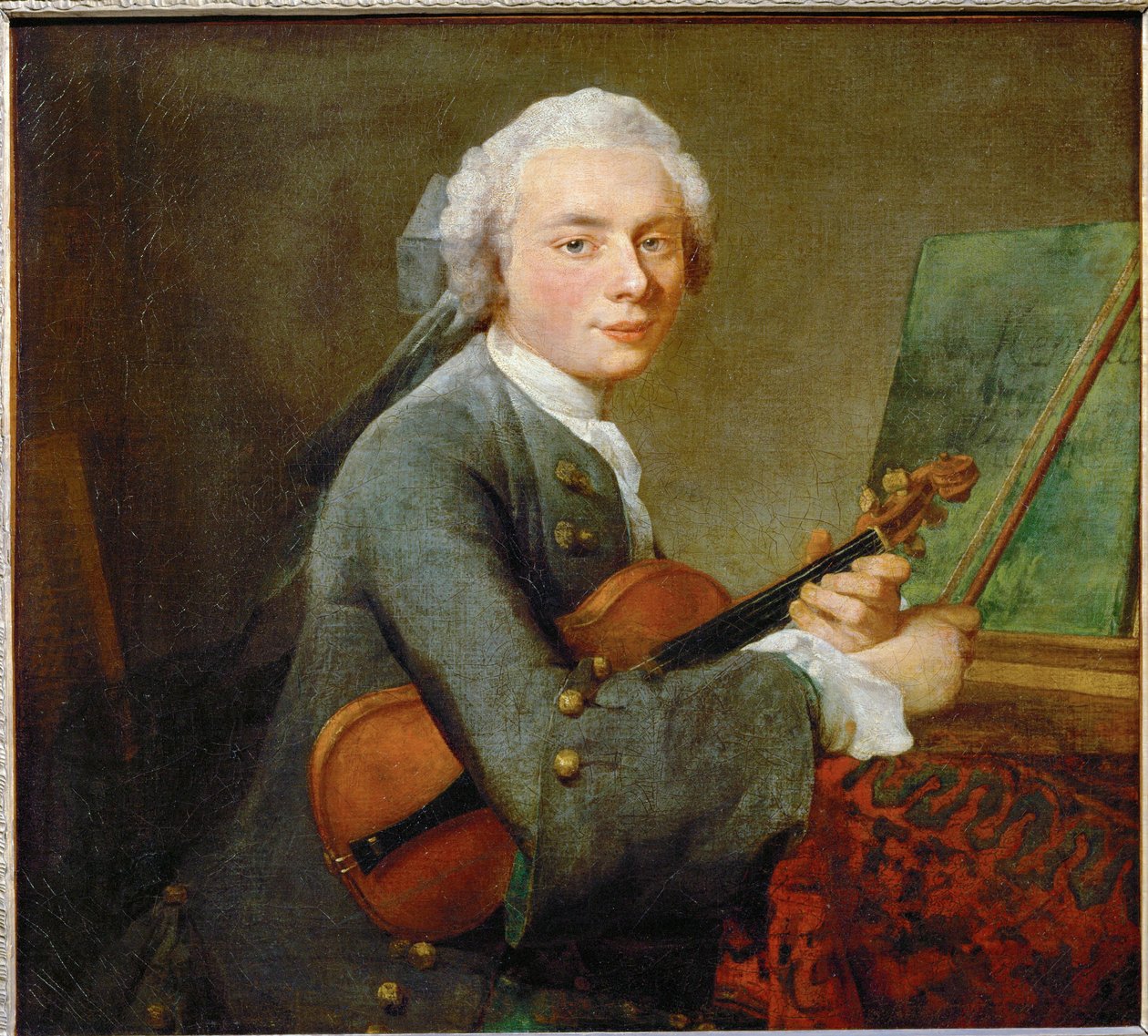 Young Man with Violin by Jean Baptiste Simeon Chardin