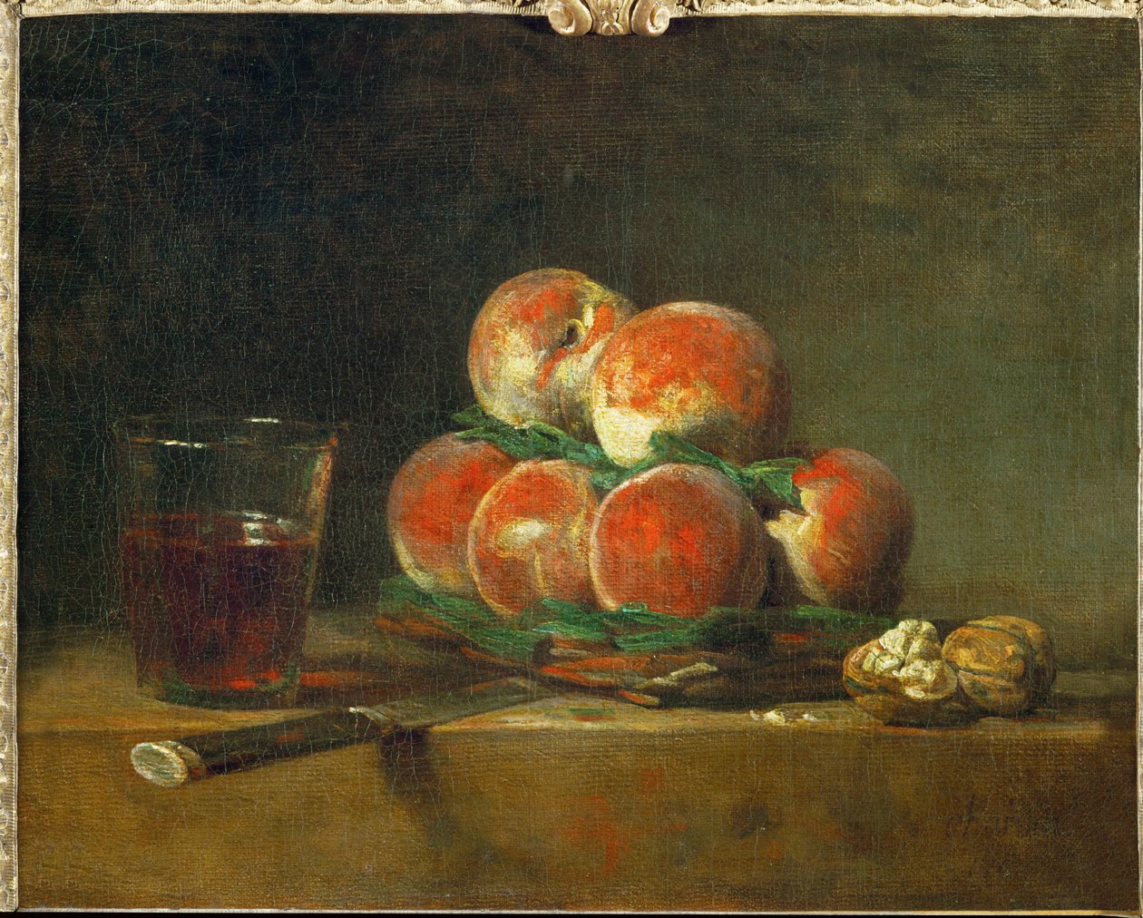 A basket with peaches by Jean Baptiste Simeon Chardin