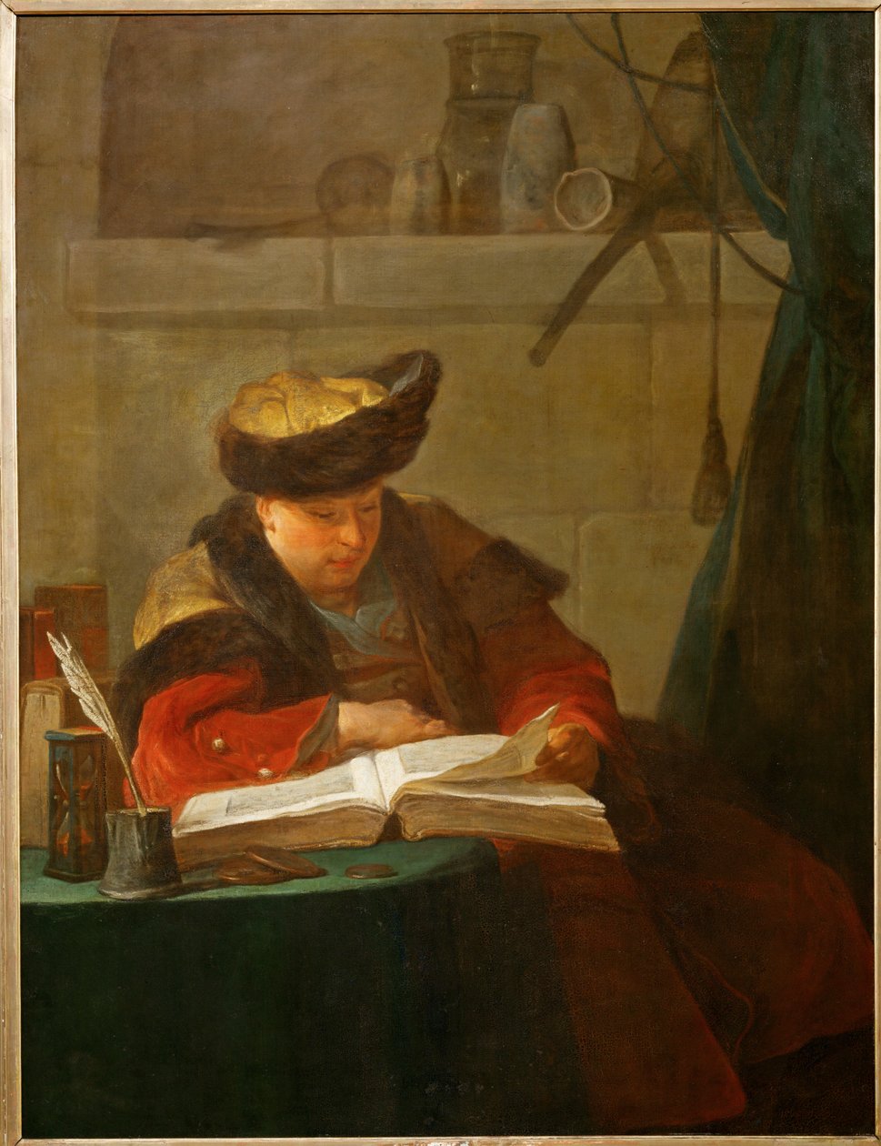 A chemist in his laboratory by Jean Baptiste Simeon Chardin
