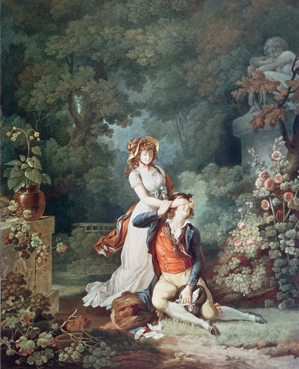 The Lover Surprised, Engraved by Charles Melchior Descourtis by Jean Frederic (after) Schall