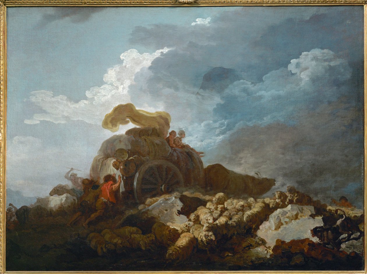 Thunderstorm, or the cart stuck in the mud by Jean Honore Fragonard