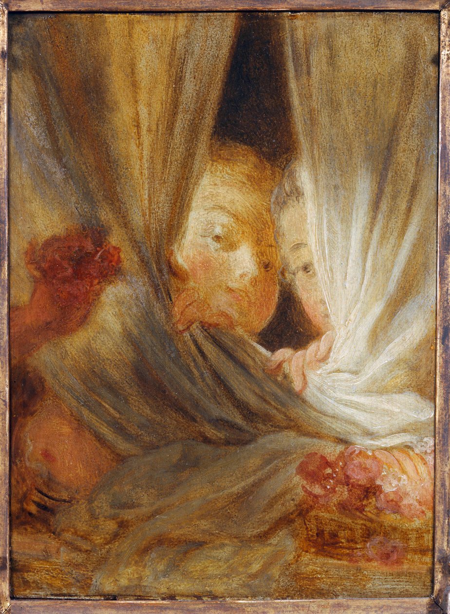 Two curious girls by Jean Honore Fragonard