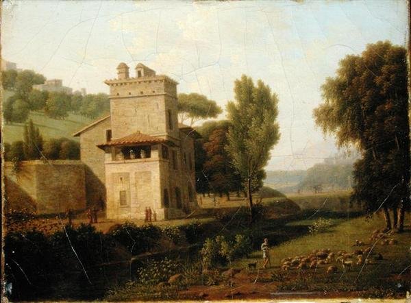 The Casa Cenci in the Borghese Gardens, Rome by Jean Honore Marmont de Barmont