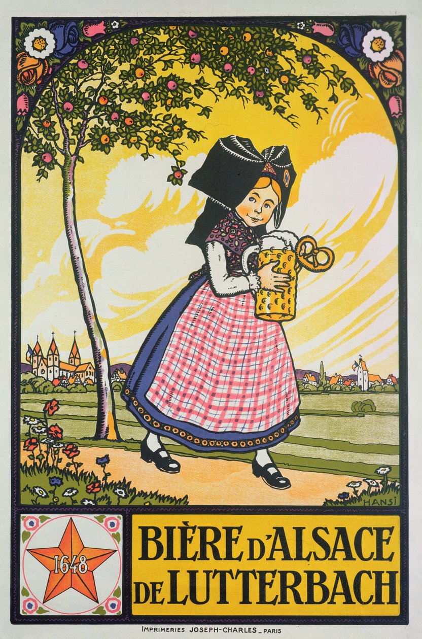 Poster advertising beer from Lutterbach, Alsace by Jean Jacques Waltz