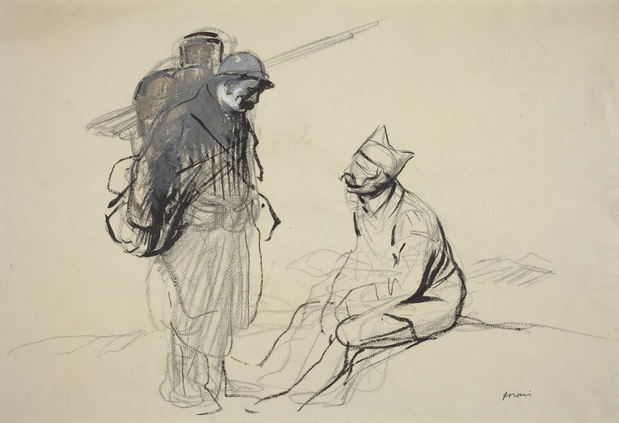 Poilu and Tommy Conversing by Jean-Louis Forain