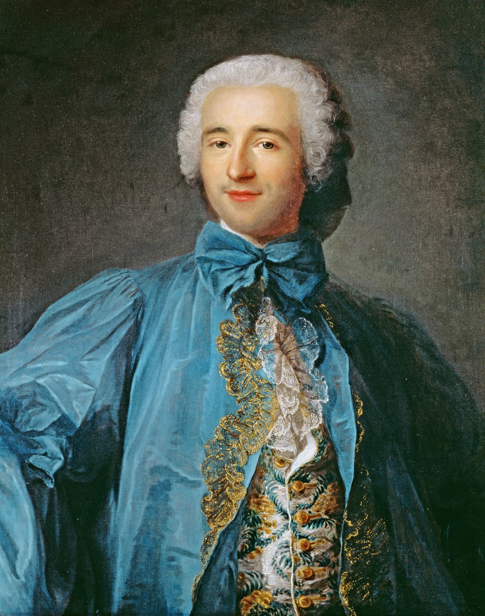 Portrait of a gentleman in a blue coat by Jean Marc Nattier