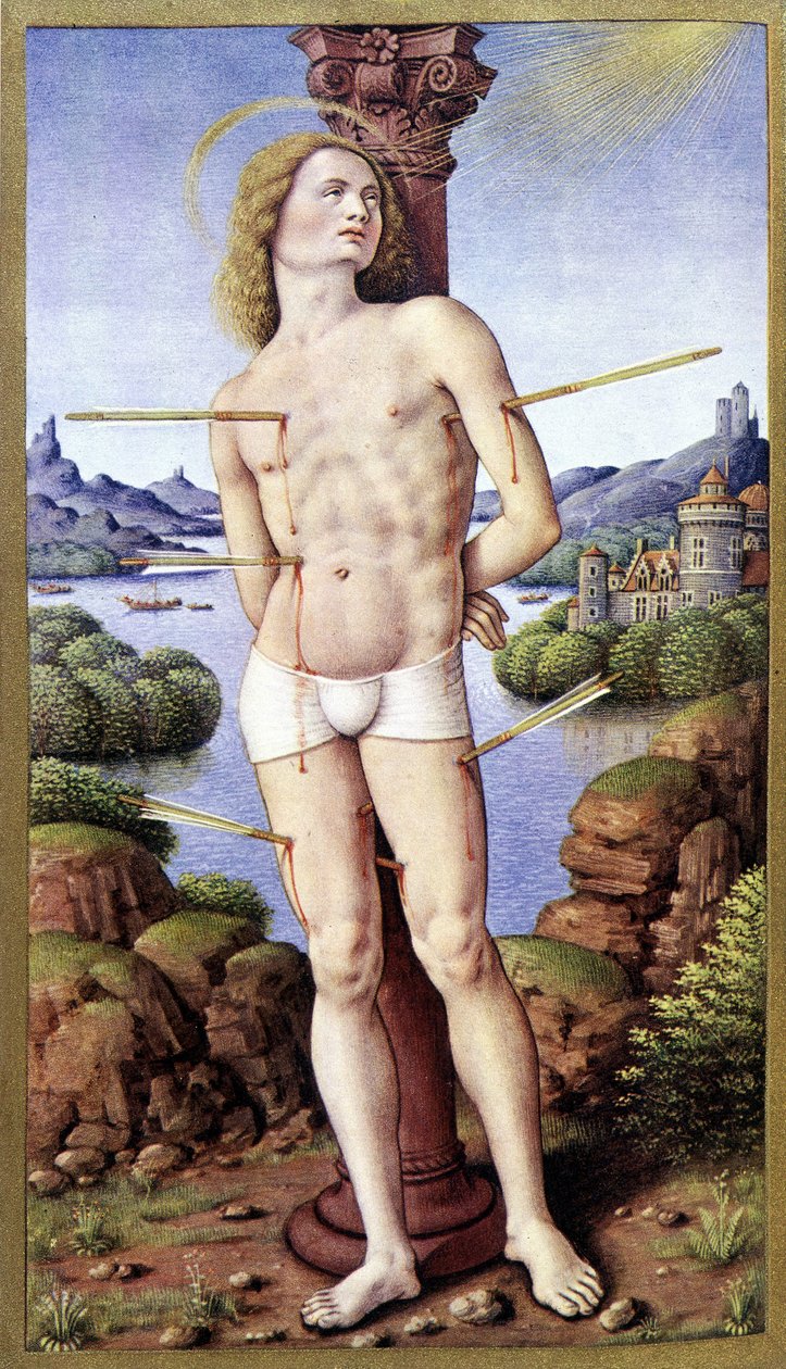 Saint Sebastian - by Jean Bourdichon, in “The Hours of Anne of Brittany” by Jean (after) Bourdichon