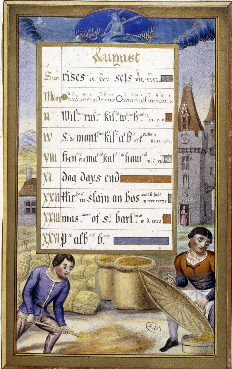 The Harvest (Sign of the Virgin) (Facsimile of the Hours of Anne of Brittany) by Jean (after) Bourdichon