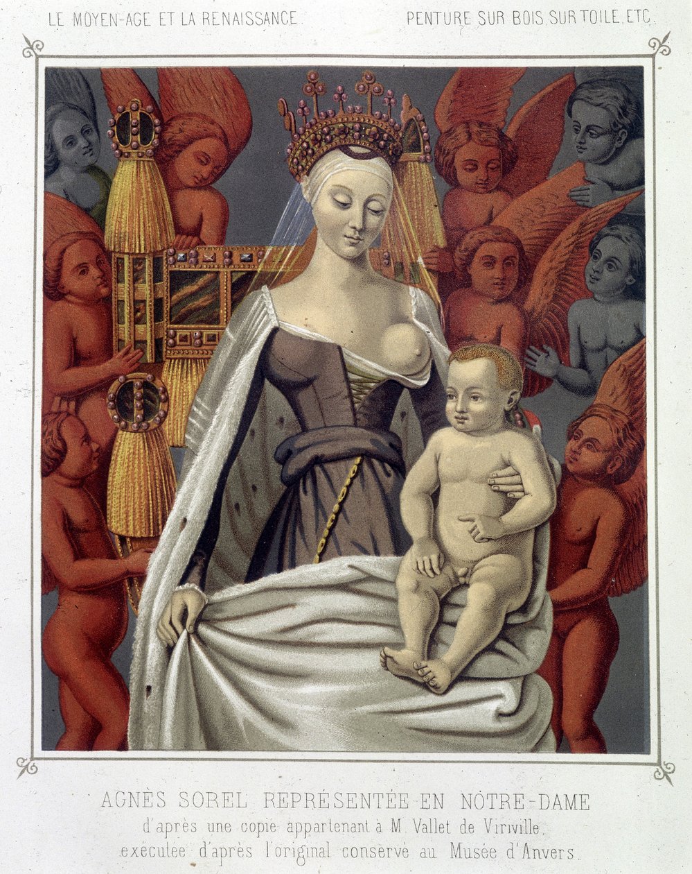 Agnes Sorel (1422-1450) (Lady of Beaute sur Marne) represented in Notre Dame by Jean (after) Fouquet