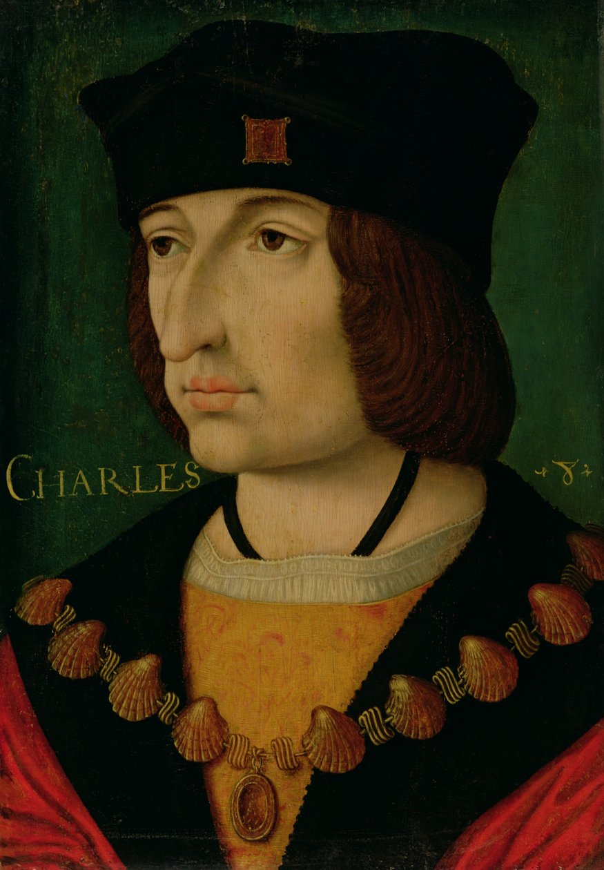 Portrait of Charles VIII (1470-98) King of France by Jean (attr.to) Bourdichon