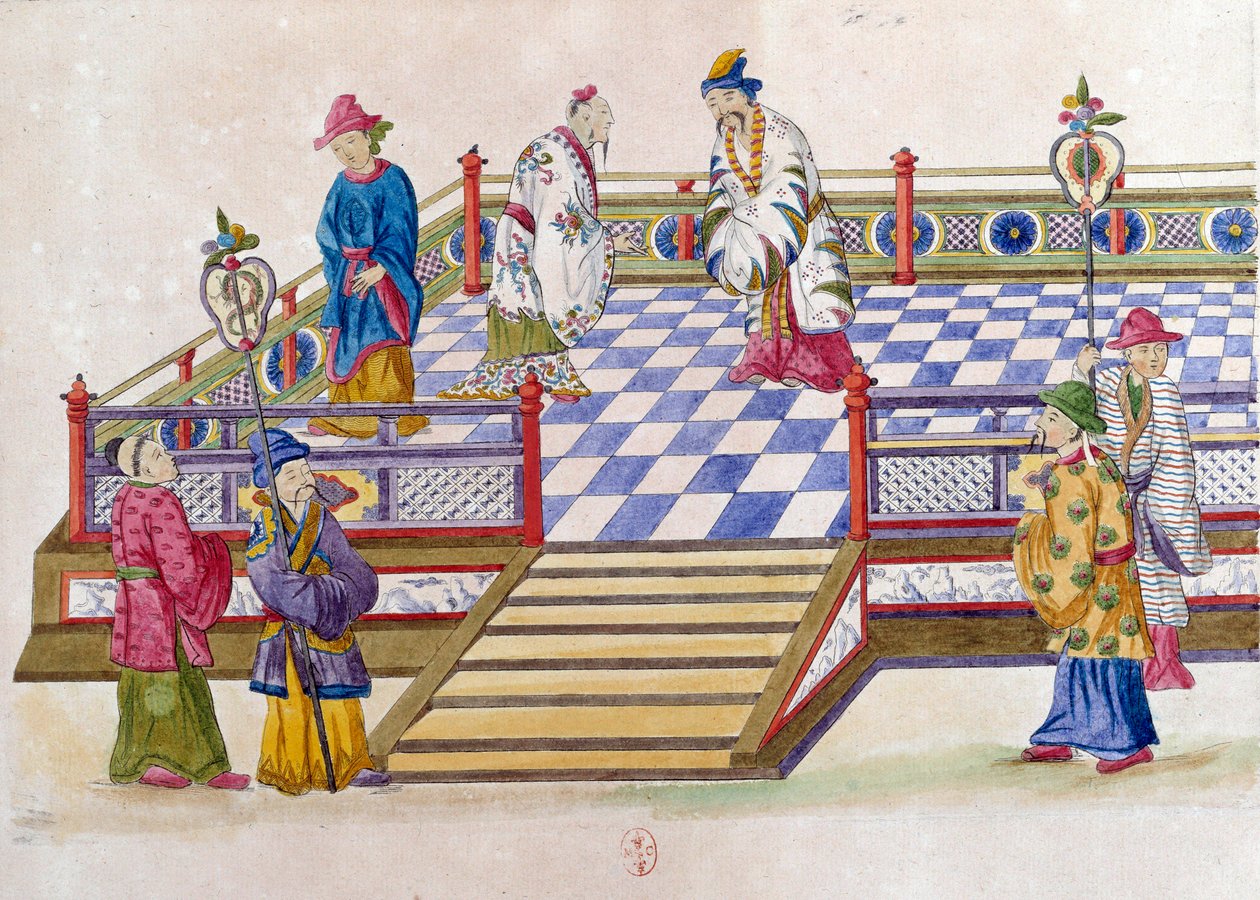Drawing from a Chinese Vase: Scene at the Palace. Painting by Jean Antoine Fraisse (18th century) by Jean Antoine Fraisse