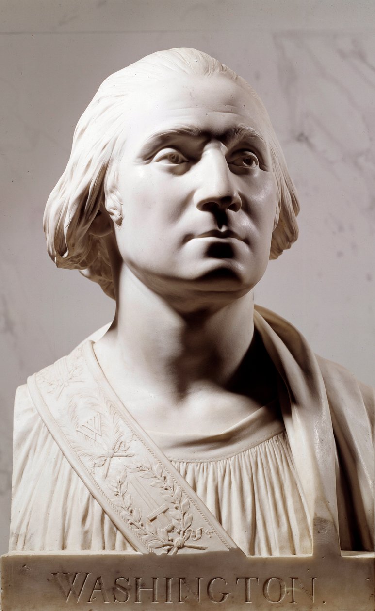 Marble bust of George Washington (1732-1789). Sculpture by Jean Antoine Houdon (1741-1828) 1786. Paris, Musee du Louvre by Jean Antoine Houdon