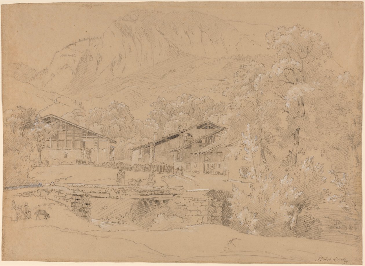 An Alpine Village in Summertime by Jean Antoine Linck