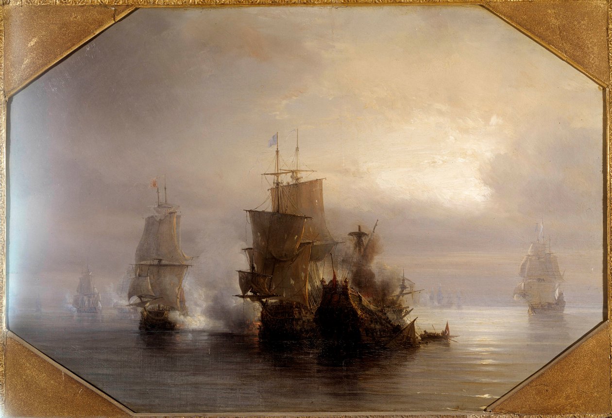 Naval combat of the knight Marc-Antoine de Saint-Pol Hecourt, 31/10/1705 by Jean Antoine Theodore Gudin