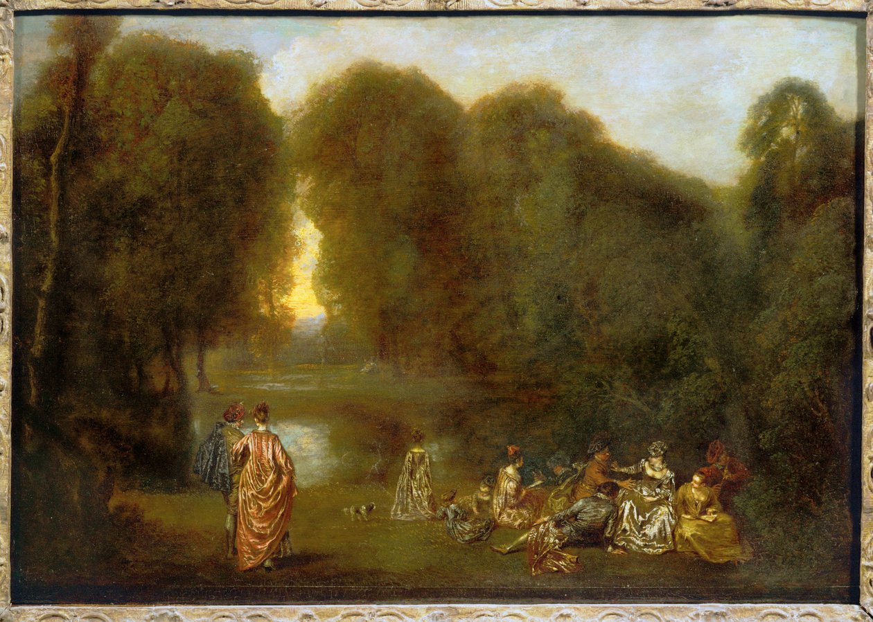 Assembly in a Park by Jean-Antoine Watteau