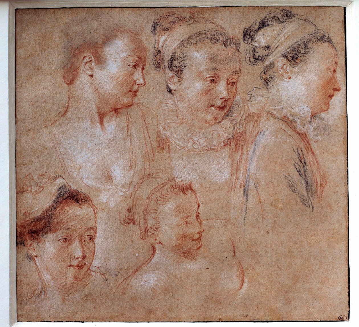 Five Hairstyles of Women by Jean Antoine Watteau