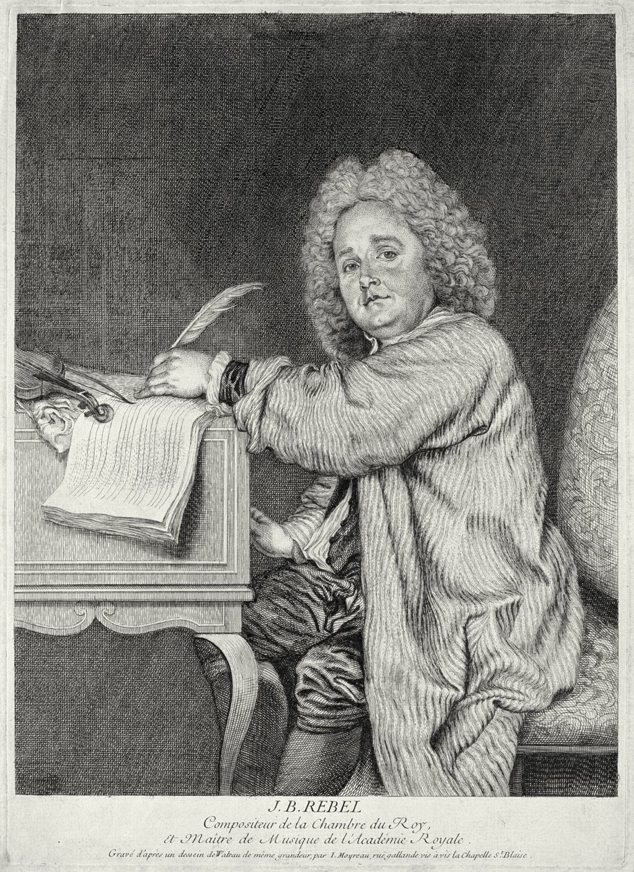 Portrait of Jean-Ferry Rebel Engraved by Moyreau by Jean Antoine Watteau