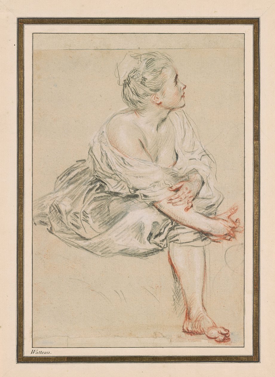 Seated Young Woman, c. 1716 by Jean Antoine Watteau
