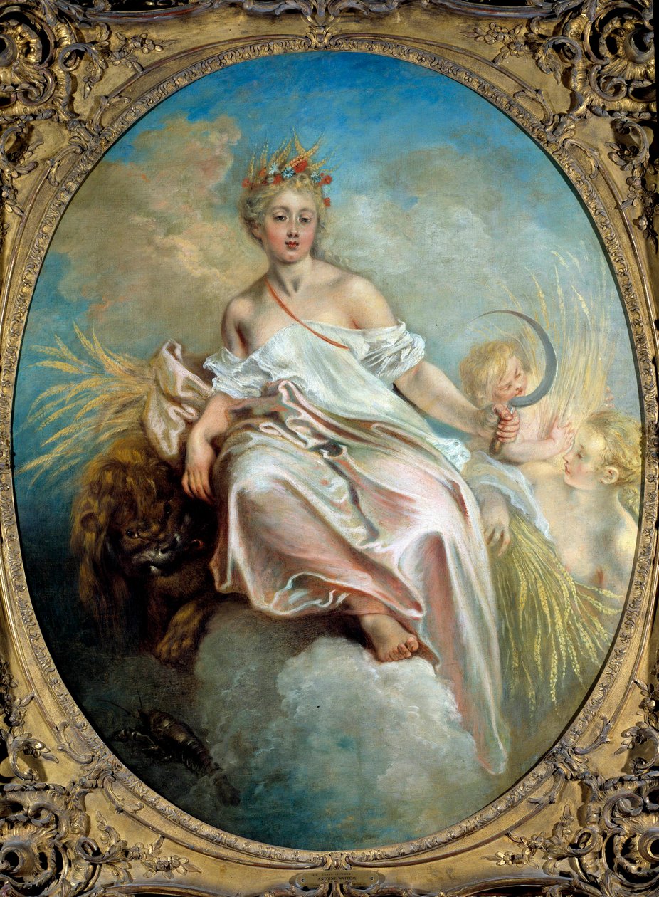 Summer Allegory of the Seasons, a Young Woman Holding a Sickle. 18th Century. Washington, National Gallery of Art by Jean Antoine Watteau