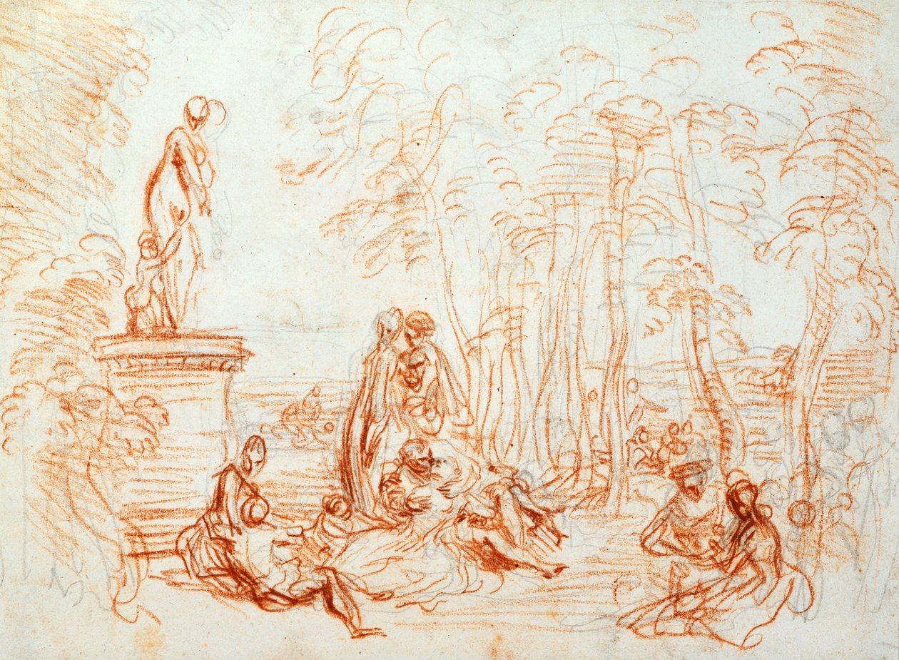 The Pleasure of Love, Sketch, 18th Century by Jean Antoine Watteau