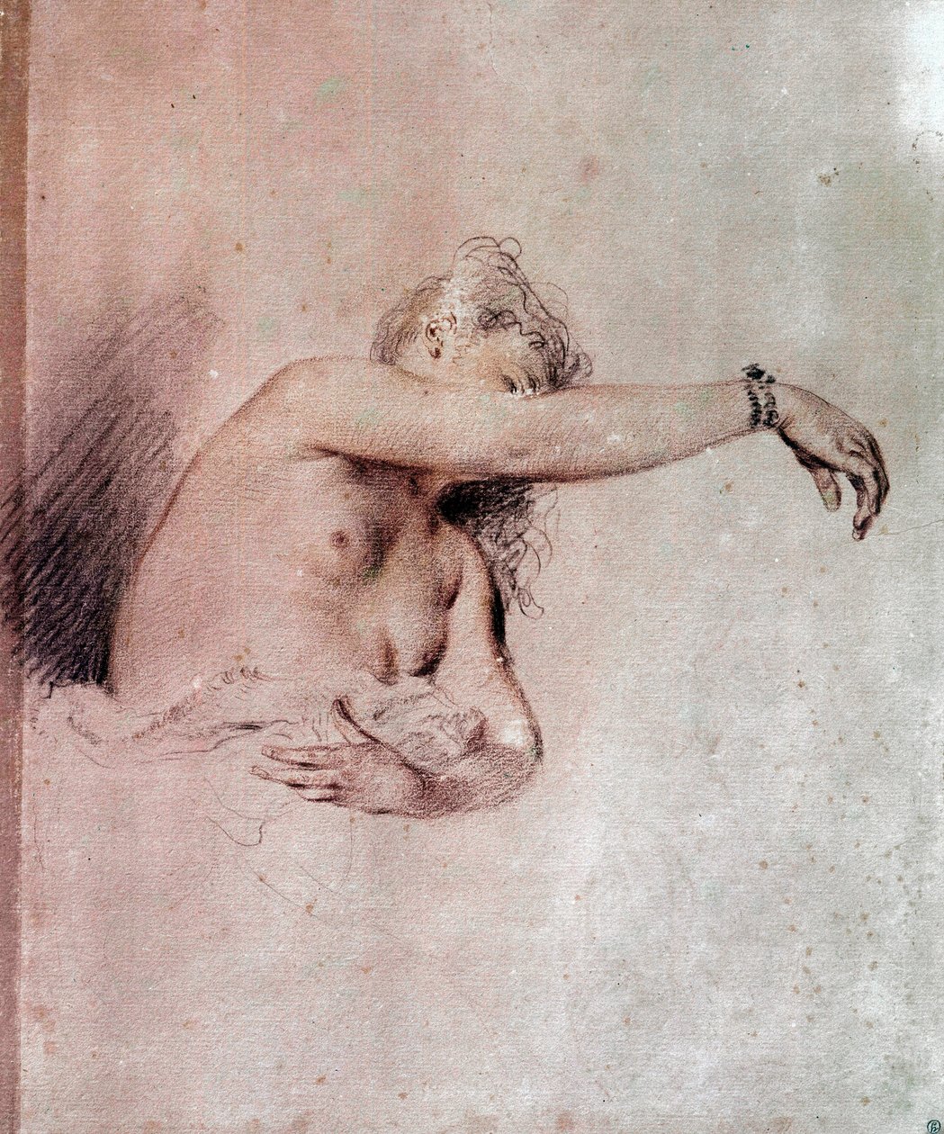 Woman Naked, Arm Raised by Jean Antoine Watteau