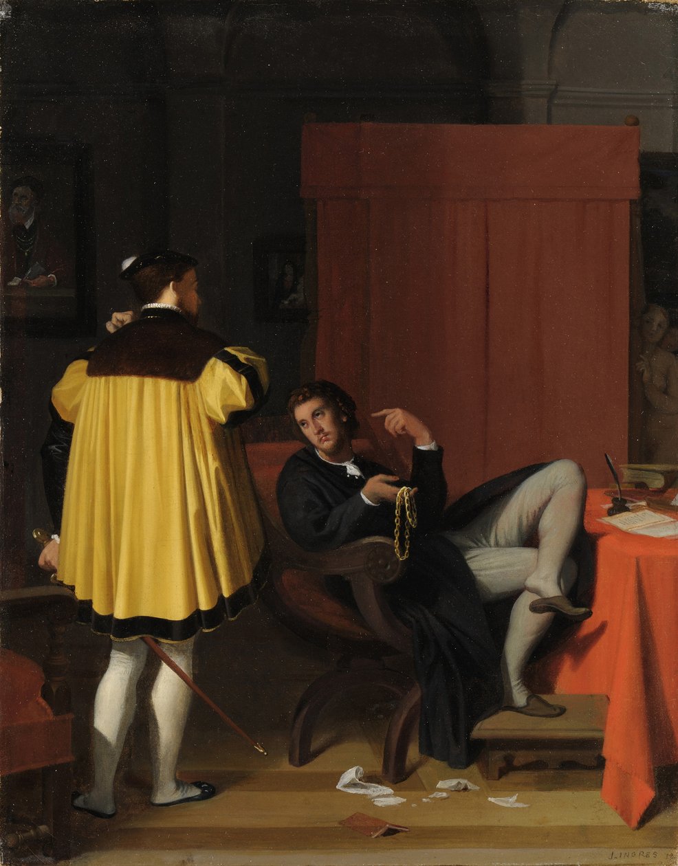 Aretino and the Envoy of Charles V by Jean Auguste Dominique Ingres