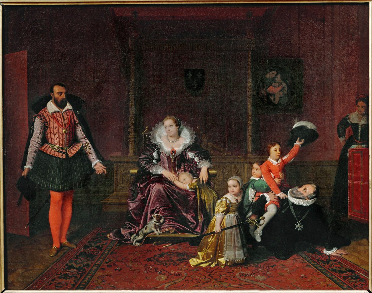French King Henri IV Plays with His Children as the Spanish Ambassador Enters by Jean Auguste Dominique Ingres