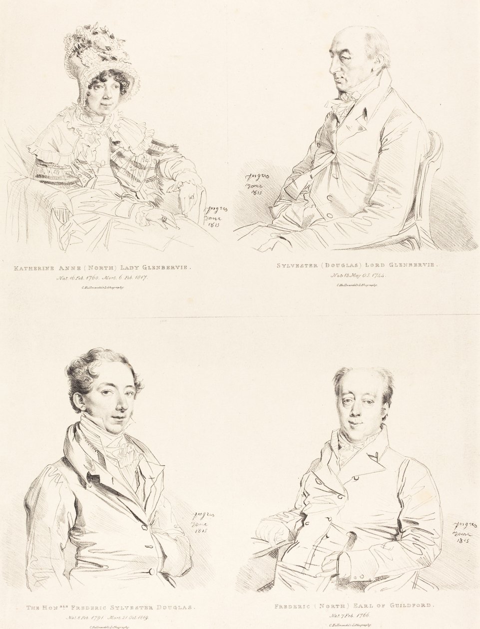 Sylvester (Douglas) Lord Glenbervie; Katherine Anne (North) Glenbervie; Frederic (North) Earl of Guilford; Frederic Sylvester Douglas by Jean Auguste Dominique Ingres