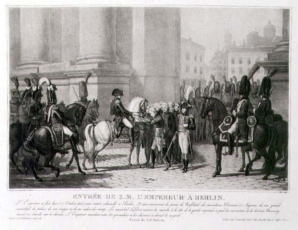 The Entrance of Napoleon into Berlin in October 1806, engraved by Louis Jean Allais by Jean Baptiste (after) Debret