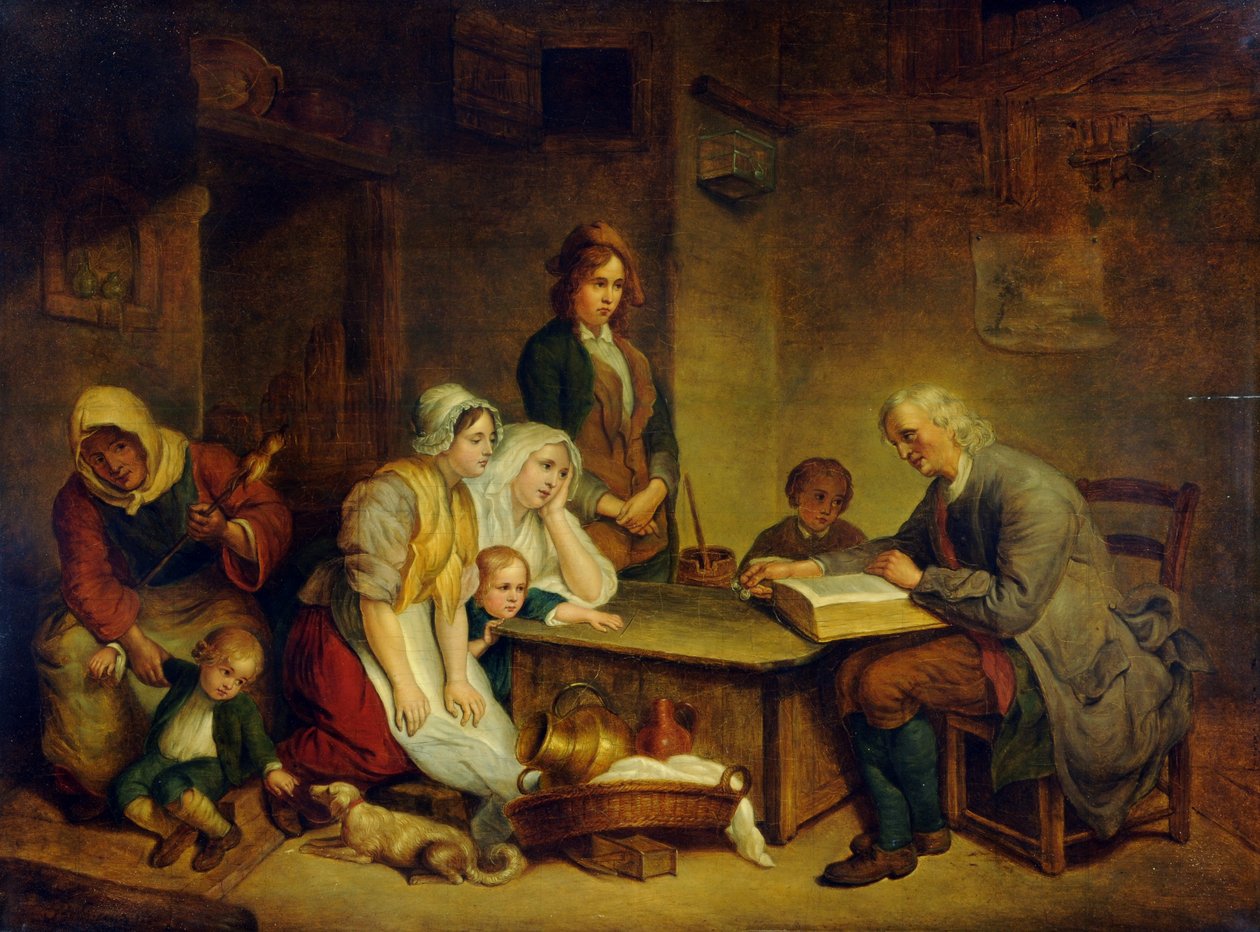 A Father Reading a Bible to his Family by Jean Baptiste (after) Greuze