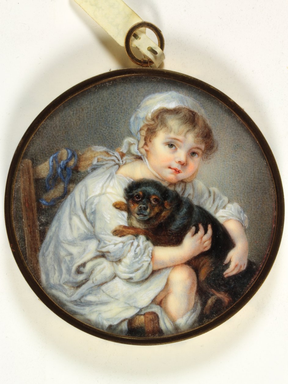 The Little Girl with the Dog by Jean Baptiste (after) Greuze