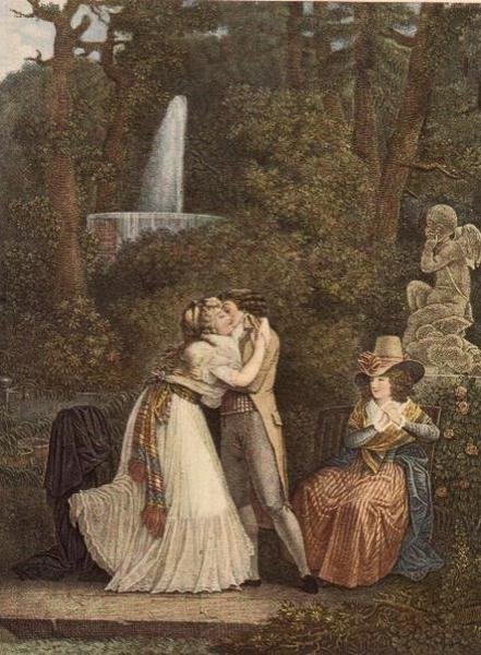 Julie, or the First Kiss of Love, Engraving by Jacques Louis Copia by Jean Baptiste (after) Mallet