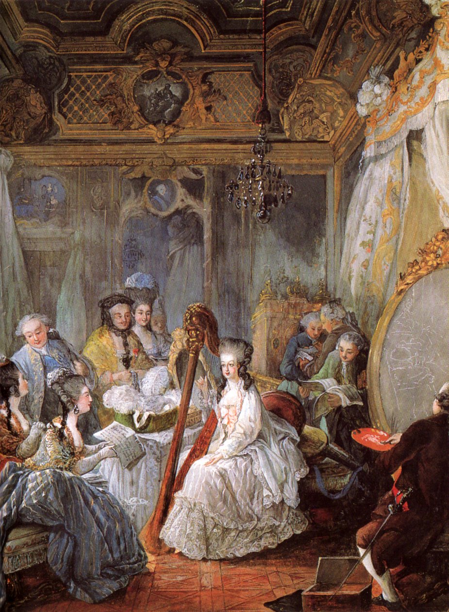 Marie Antoinette Playing the Harp at the French Court by Jean Baptiste André Gautier Dagoty