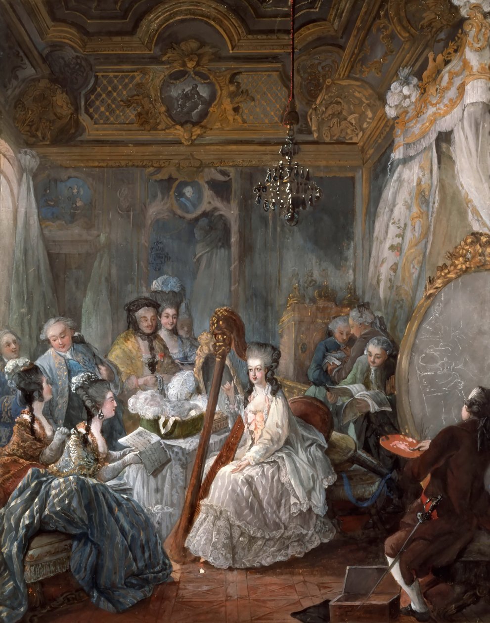 Marie Antoinette Playing the Harp by Jean Baptiste André Gautier Dagoty