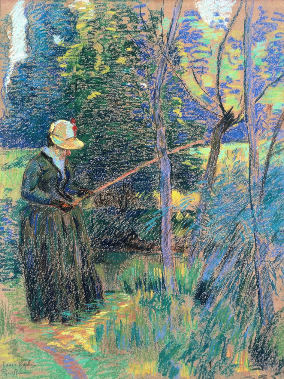 Madame Guillaumin fishing by Jean Baptiste Armand Guillaumin