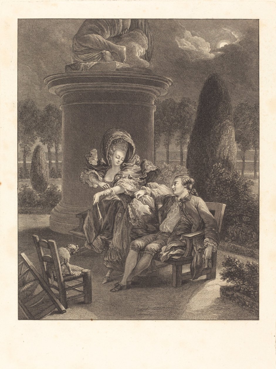 The Evening at the Tuileries by Jean Baptiste Blaise Simonet after Pierre Antoine Baudouin