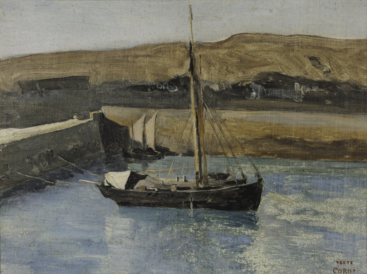 A Fishing Boat, Honfleur by Jean Baptiste Camille Corot