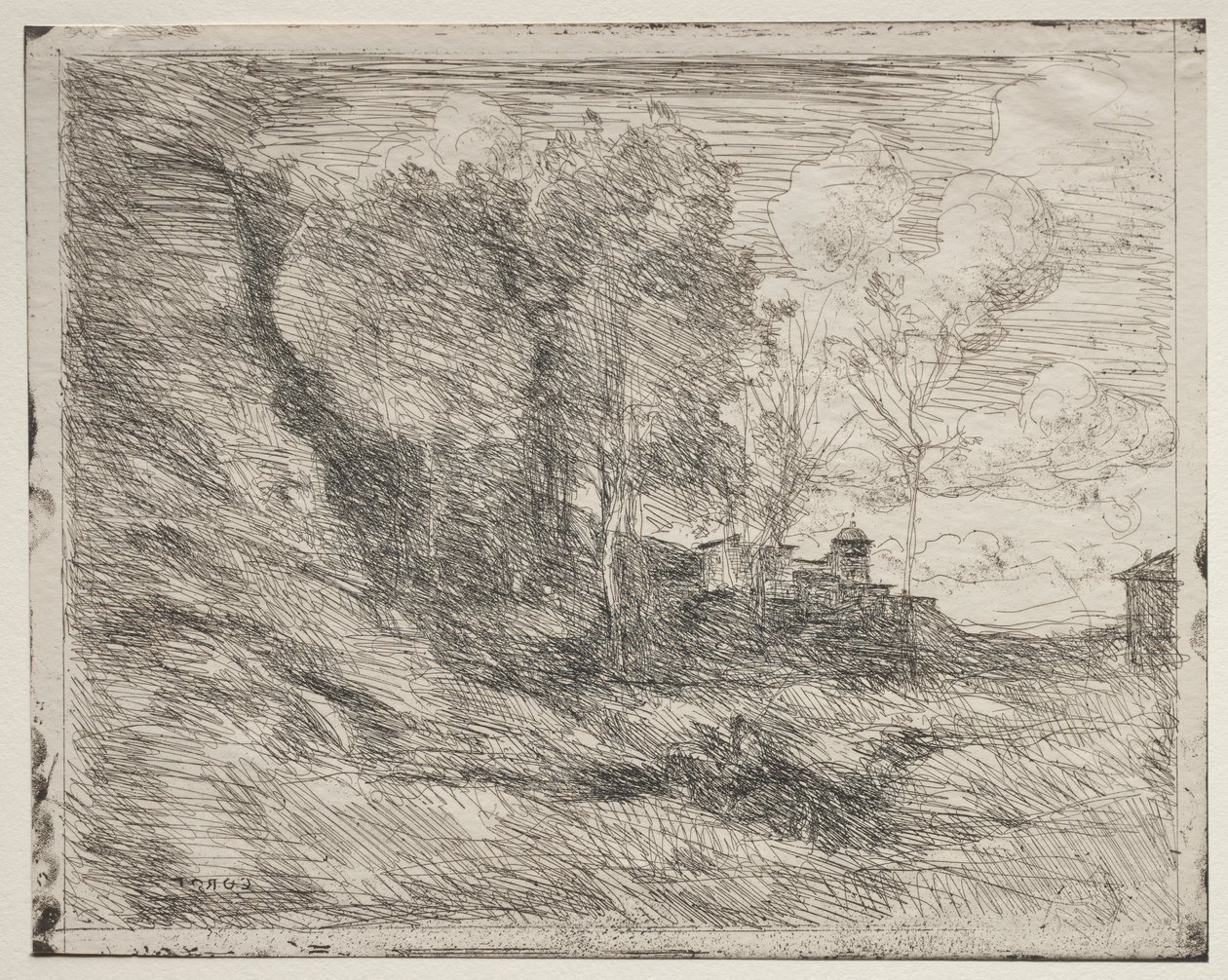 A Souvenir of Ostia, Original Impression 1855, Printed in 1921 by Jean Baptiste Camille Corot
