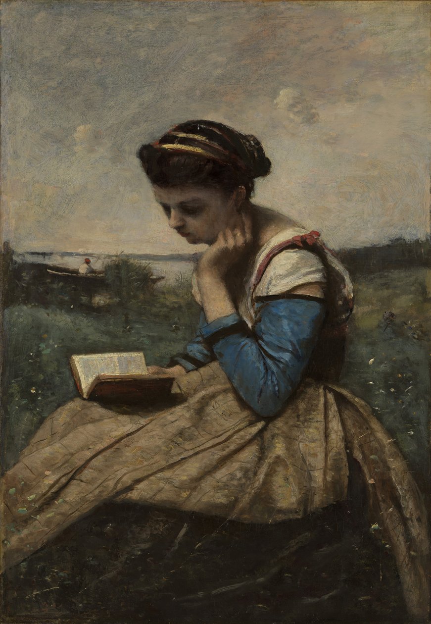 A Woman Reading, 1869 and 1870.  by Jean Baptiste Camille Corot