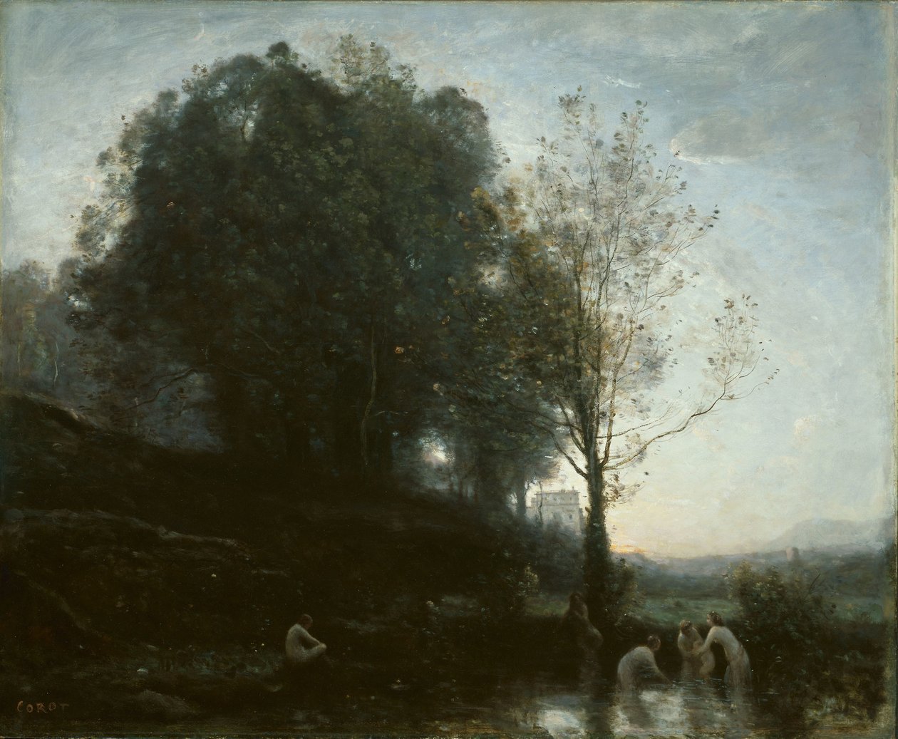 Bathing Nymphs and Child by Jean Baptiste Camille Corot