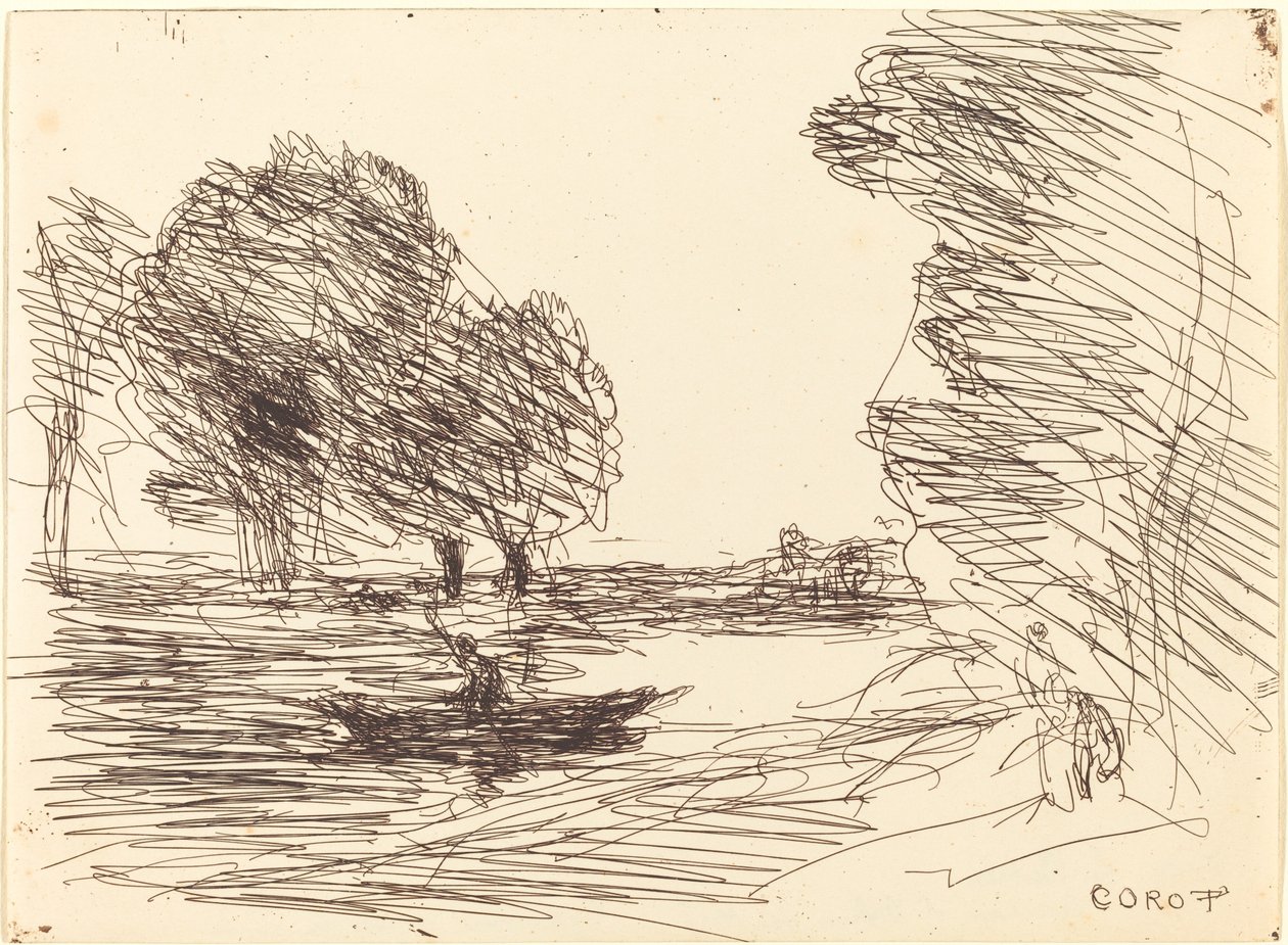 Boatman by Jean Baptiste Camille Corot