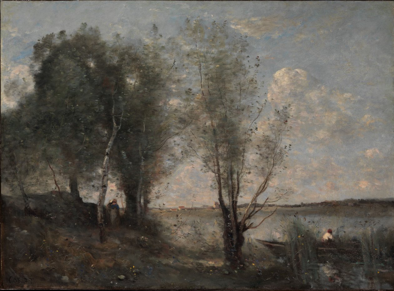 Boatman among the Reeds by Jean Baptiste Camille Corot