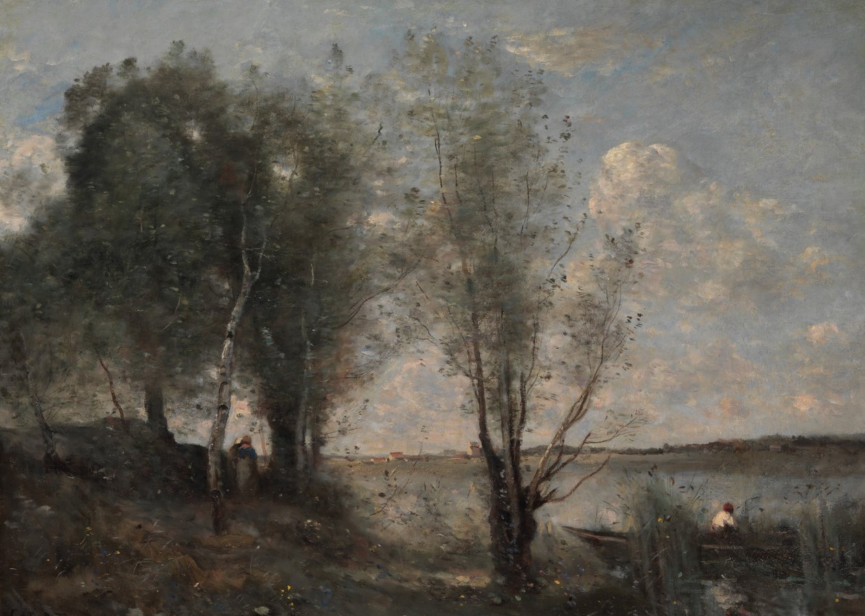 Boatman among the Reeds by Jean Baptiste Camille Corot